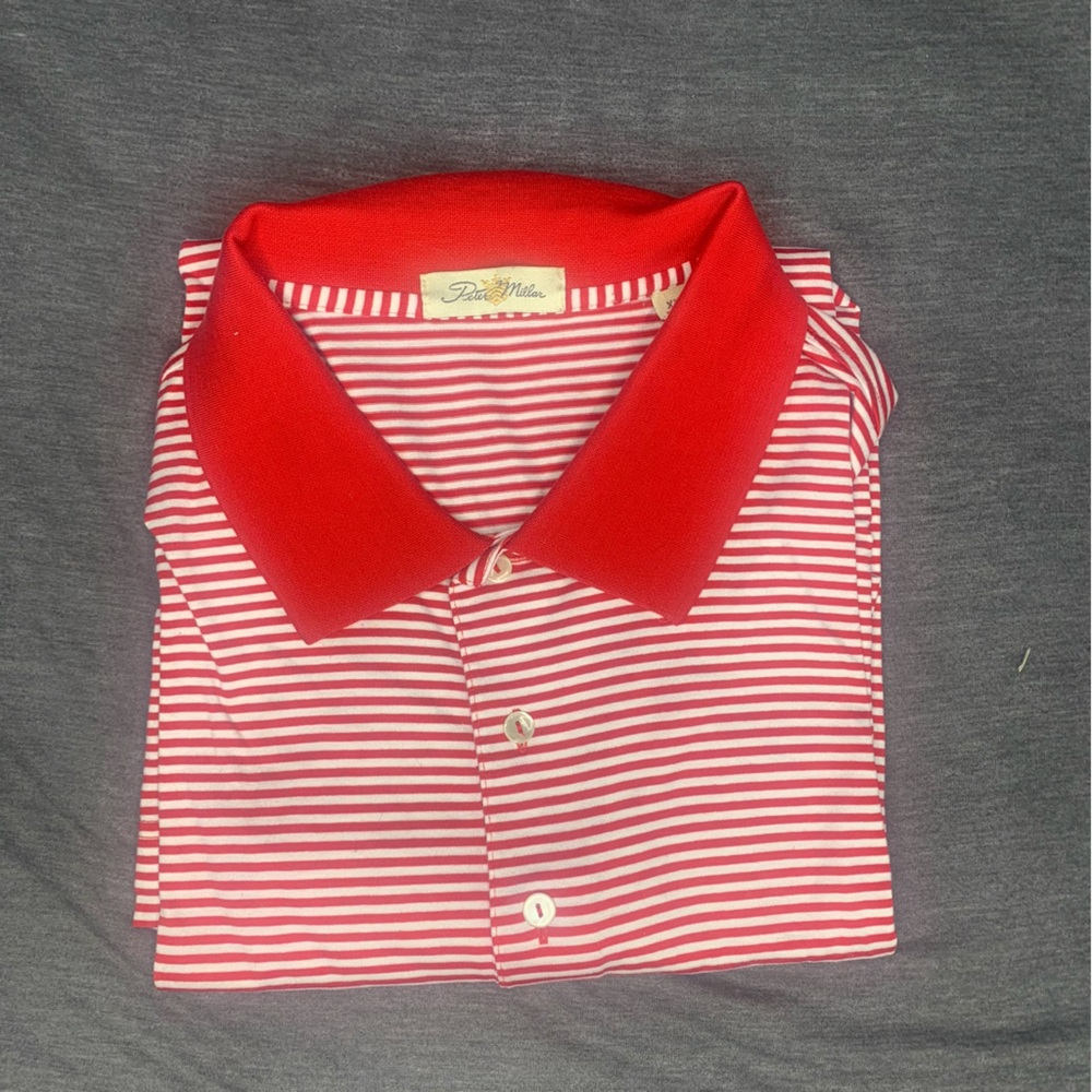 Peter Millar Men’s Red Striped Polo XXL - Picture 1 of 6